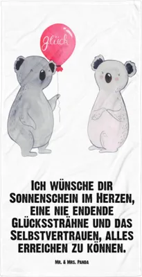 Produktbild von Mr. & Mrs. Panda Strandtuch Koala Luftballon - Weiß - Geschenk, Handtuch, Party, Geburtstag, Duschhandtuch, Großes Badehandtuch, Reisehandtuch