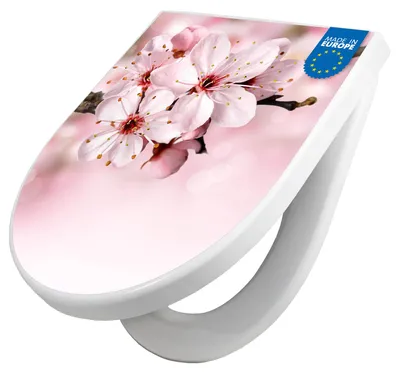 Produktbild von WC Sitz mit Absenkautomatik D Form Motiv Japanische Kirsche [TDW3 12309]