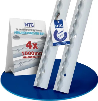Produktbild von Airlineschiene Zurrschiene 4 x 1 m 1 Meter rund halbrund, mit Bohrungen Alu