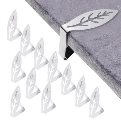 Imagen del producto de Clips para manteles de acero inoxidable, 10 unidades, diseño de hojas, resistentes a la intemperie, para mesas de jardín