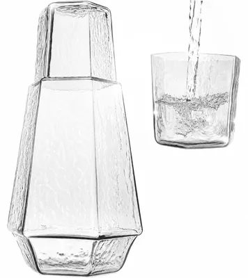 Immagine prodotto di Caraffa per acqua in cristallo artigianale e set di 2 bicchieri in vetro