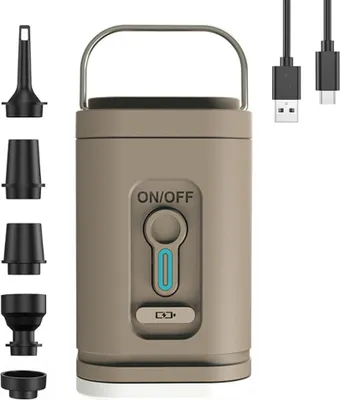 Obrázek produktu pro Venkovní vzduchová pumpa, bateriová pumpa, USB vzduchová pumpa s 5 vzduchovými tryskami, vhodná pro nafukovací matrace, nafukovací čluny, plavecké kruhy atd. hnědá