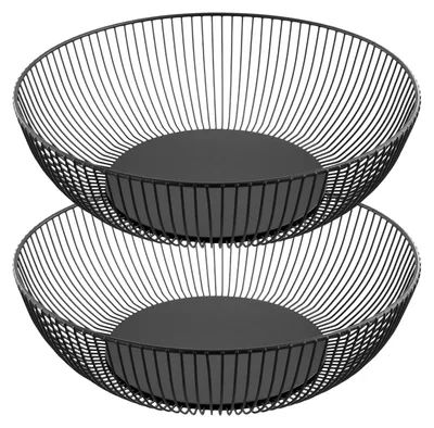 Obstschalen 2er Set, Eisen, schwarz, 28 x 7,5 cm, dekorativ
