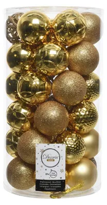 37 goldene Weihnachtskugeln, 6 cm Ø, für den Weihnachtsbaum