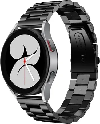 Produktbild von Strap-it Stahlarmband - Kompatibel mit Samsung Galaxy Watch Armband 42mm Ersatzarmband Edelstahl - Faltschließe - Hochwertiges Material - für Smartwatch 20mm Armband Schwarz