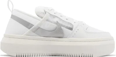 A white Nike Court Vision Alta TXT shoe with a platform sole, shown from the side against a white background.