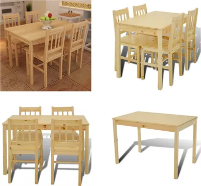 Immagine prodotto di Tavolo da pranzo Tavolo in legno con 4 sedie in legno Set da pranzo Set da pranzo - Mobili da sala da pranzo - Mobili da sala da pranzo - Sedie da sala da pranzo - Sedia