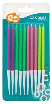 Image de Bougies néon 13,5 x 0,4 cm, lot de 10