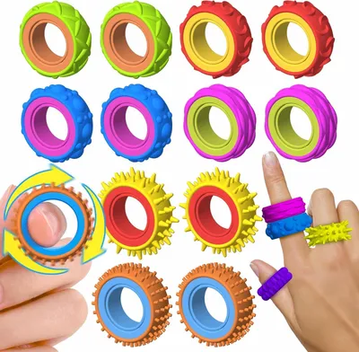 Obrázek produktu pro Antistresový prsten – sada 12 kusů – Antistresový prsten pro děti – Senzorické fidgetovací hračky – Vhodné do školy