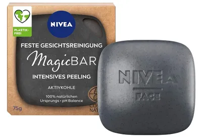 Image de Nivea MagicBar Nettoyage du visage Exfoliation intense au charbon actif 75g