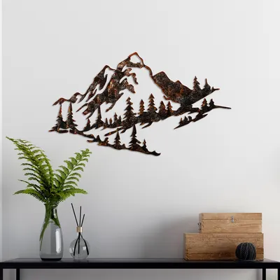 Image de Wallity, Mountain - 2, Accessoire mural décoratif en métal, 100 % METAL, multicolore, 70 x 40 cm