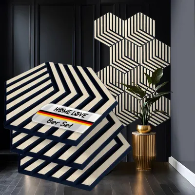 Produktbild von HOME LOVE® Wandbild aus Holz 8er Set | Hexagon Akustikplatten | 3D Gaming Wanddekoration | Akustikpaneele als Deko | Dekoration für Wohnzimmer Flur