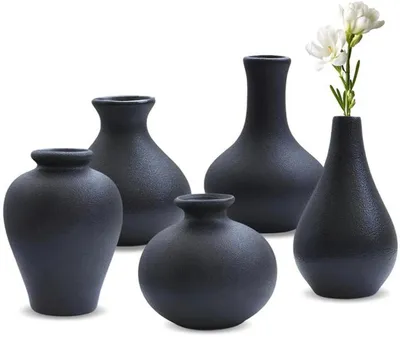Imagen del producto de Conjunto Azomor® de cinco elegantes jarrones de cerámica para decoración moderna y rústica