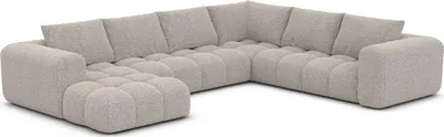 Produktbild von Bouclé U-Form XXL Wohnlandschaft Lavera Sand Links