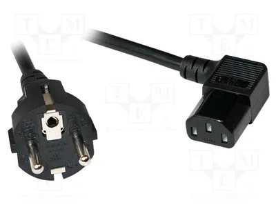 Obrázok produktu pre 1x Kábel CEE 7/7 (E/F), zástrčka, konektor IEC C13, 90°, 2m, čierna, zdroj napájania pre počítač CP117