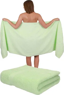 Immagine prodotto di Ibenzoa® Set da 2 asciugamani da bagno in cotone XXL, 80 x 200 cm – asciugamani extra grandi per spiaggia e sauna, 100% cotone, colore neutro