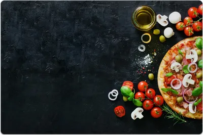 Produktbild von Küchenmatte 150x225 cm Vinylmatte Bodenmatte Dekoration - italienische pizza zutaten
