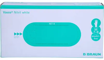 Produktbild von Vasco Nitril white Untersuchungshandschuhe Gr. M, 100 St. Handschuhe