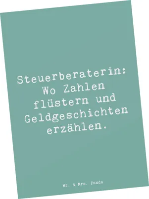 Produktbild von Mr. & Mrs. Panda Postkarte Spruch Steuerberaterin Geschichten - Meeresbrise - Geschenk, Berufsprodukte, Geschenke mit Herz, Inspiration, Beruf, Berufe, Ansichtskarten