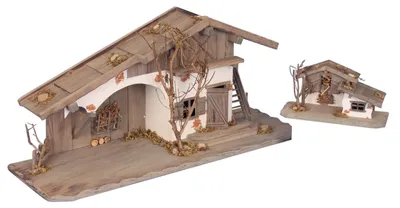 Produktbild von Haus 80cm und 27cm Holzhaus Stall Krippe