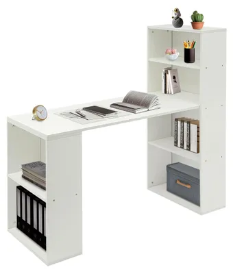 Produktbild von Eckschreibtisch mit Regalen aus Dichteplatte für Arbeitszimmer, Wohnzimmer und Schlafzimmer, 52,4 x 20 x 120 cm