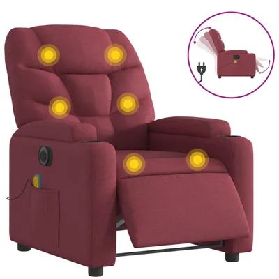 Image de vidaXL Fauteuil de massage électrique vin rouge tissu