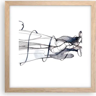 Produktbild von Gerahmtes Poster - Rahmen in heller Eiche - Hände Surrealismus Grafik - 30x30 cm - Wand Bild - Wanddeko - Wandbilder - Kunstposter - Wandposter - Bilderrahmen - Bilder - Kunstdruck - P2NAC30x30-4447