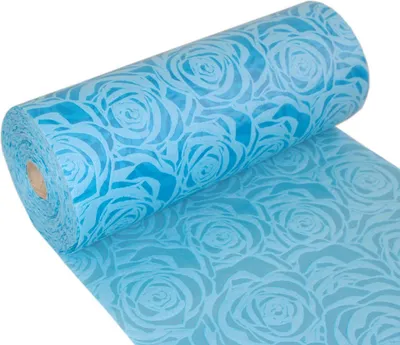 Produktbild von Dekoflor® 300mm x 5m Tischläufer Rosenmuster blau Deko Tischband mit Lotuseffekt wasserfest