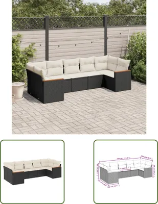 Produktbild von The Living Store 7-tlg. Garten-Sofagarnitur mit Kissen Schwarz Poly Rattan