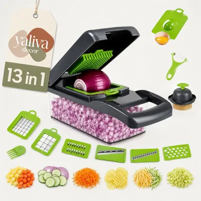 Produktbild von Gemüseschneider Gemüsehobel Würfelschneider Gemüsehacker 13 in 1 Gurkenschneider Kartoffelschneider Küchenhelfer Obstschneider YaLiva_Decor®