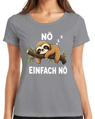Produktbild von Nö Einfach Nö Faultier Schlafend Faulenzer Statement Sarkasmus Süß Damen T-Shirt, Grau, S