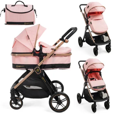 Image de Bebelissimo - Poussette transformable - combinée - 2 en 1 - poids 0-22kg - IRIS- rose