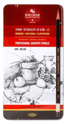 Produktbild von Graphitstifte 12er Set " Toison Dòr  ART " -  Gradation  8B  - 8H im Metalletui