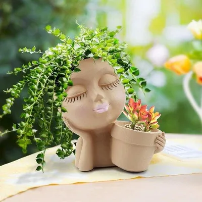 Produktbild von Famanu Blumentopf Kunstharz - Beige, für Innen und Außen