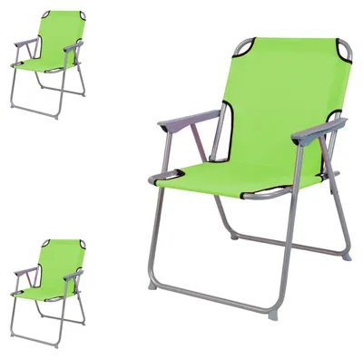 Image de 3 pièces Chaise de camping Tissu Oxfort Métal Citron vert
