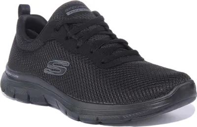 A black Skechers Flex Appeal 4.0 Brilliant View shoe for women.