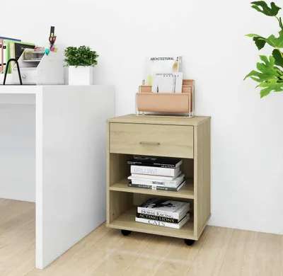 Immagine prodotto di The Living Store Armadio a rotelle rovere Sonoma 46x36x59 cm Materiale in legno