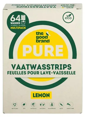 Productafbeelding van The Good Brand Vaatwasstrips Lemon Multipack 64 stuks