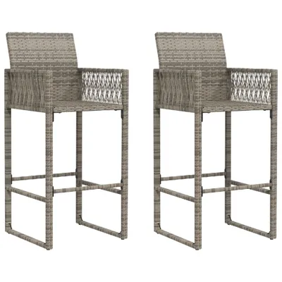 Produktbild von Garten-Barhocker 2 Stk. Grau Poly Rattan