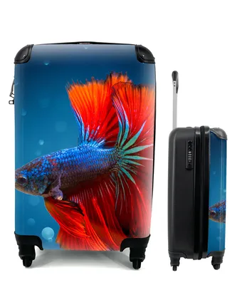 Produktbild von MuchoWow® Koffer Handgepäck Trolley Rollkoffer Kleine Reisekoffer mit 4 Rollen - Fisch - Wasser - Rot - Cabin Size < 55x40x23 cm & 55x40x20 cm - Fotokoffer - Kabinenkoffer - Boardgepäck - Reise-Box - Reisekoffer - Reisegepäck - Koffer mit Bild - Trolley für Kinder