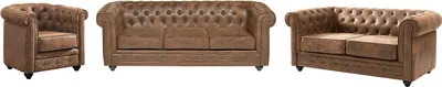 Produktbild von Couchgarnitur 3+2+1 - Microfaser - Vintage-Look - CHESTERFIELD