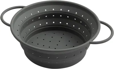 Faltbares Pastasieb aus Silikon, 25 cm, grau, spülmaschinenfest