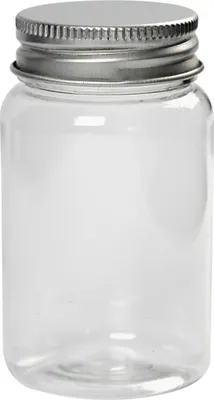 Produktbild von Kunststoffglas mit Schraubverschluss, H 77 mm, D: 45 mm, 10Stck., 100 ml