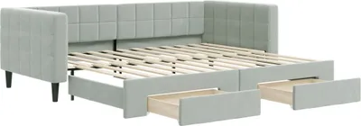 Zdjęcie produktu dla VidaXL 3196739, sofa rozkładana, Szary, Pianka, Metal, Poliester, Drewno, 2230 mm, 1000 mm