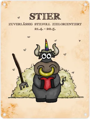 Produktbild von Honeycorns Metallschild mit Sternzeichen Stier Motiv Schild Blechschild