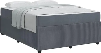 Image de Cadre de lit avec matelas Gris foncé 140 x 200 cm tissu