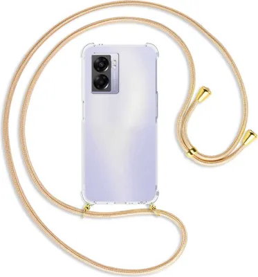 Produktbild von Handykette Backcover-Schutzhülle mit Band (Metall goldfarben) für Realme Narzo 50 5G, A57 / A77 - Goldkordel