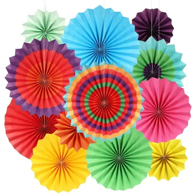 Produktbild von Papierfächer 12 Stück Bunt Party Deko für Hochzeit Geburtstag Festival Karneval