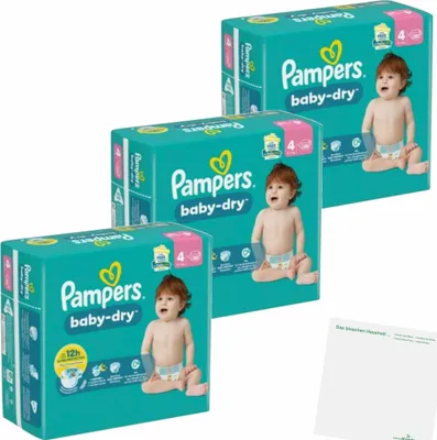 Produktbild von Pampers Baby Dry Gr4 9-14kg Maxi 3er Pack (3x30St Packung) + usy Block