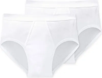 Produktbild von SCHIESSER Herren Slips 2er Pack - Doppelripp, Sportslip, Baumwolle Essentials, Weiß M